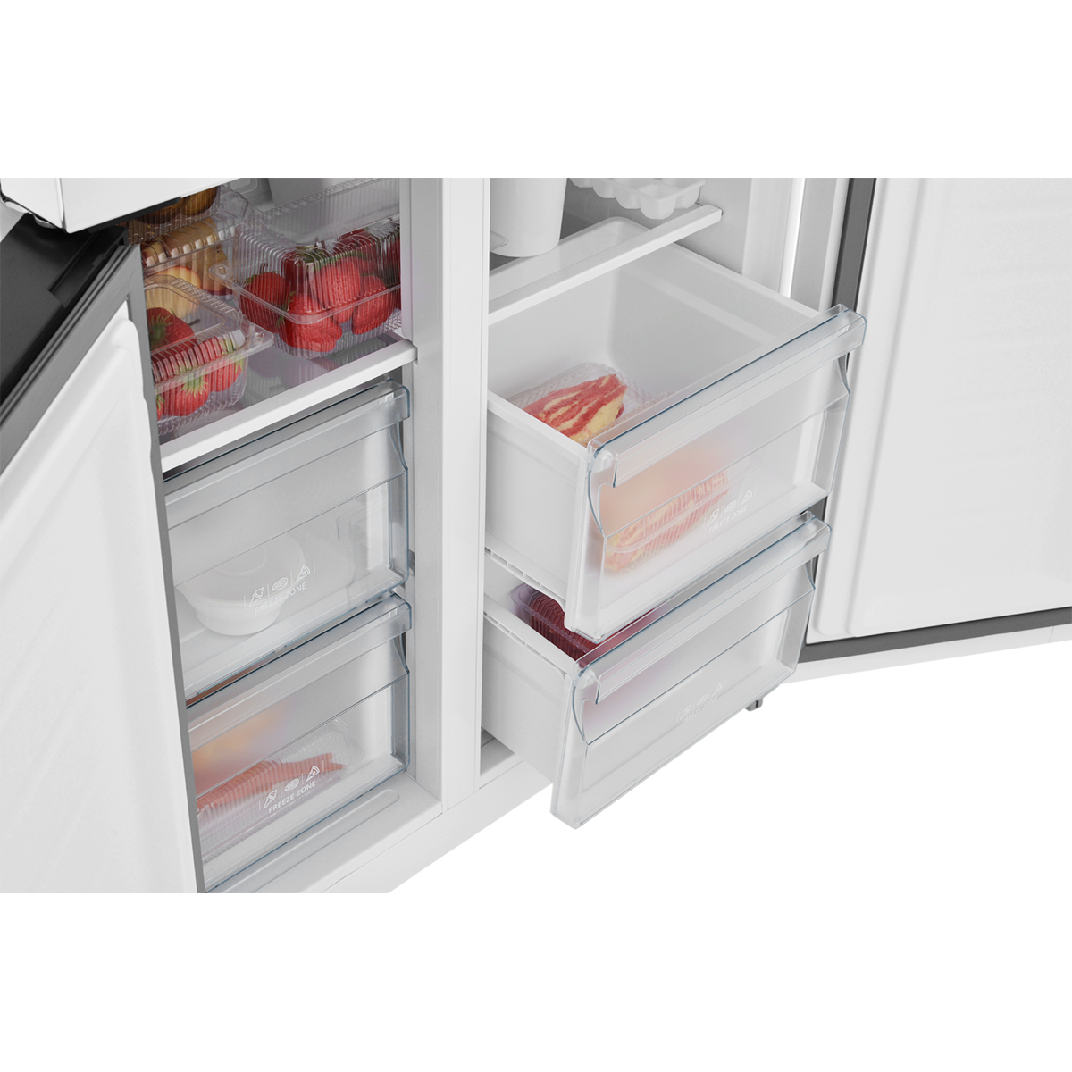 картинка Холодильник Cross Door ZUGEL ZRCD430W, белое стекло