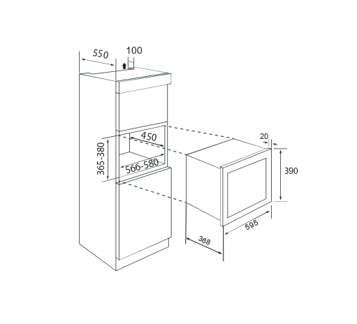 Встраиваемая микроволновая печь ZUGEL ZMO251W, белая